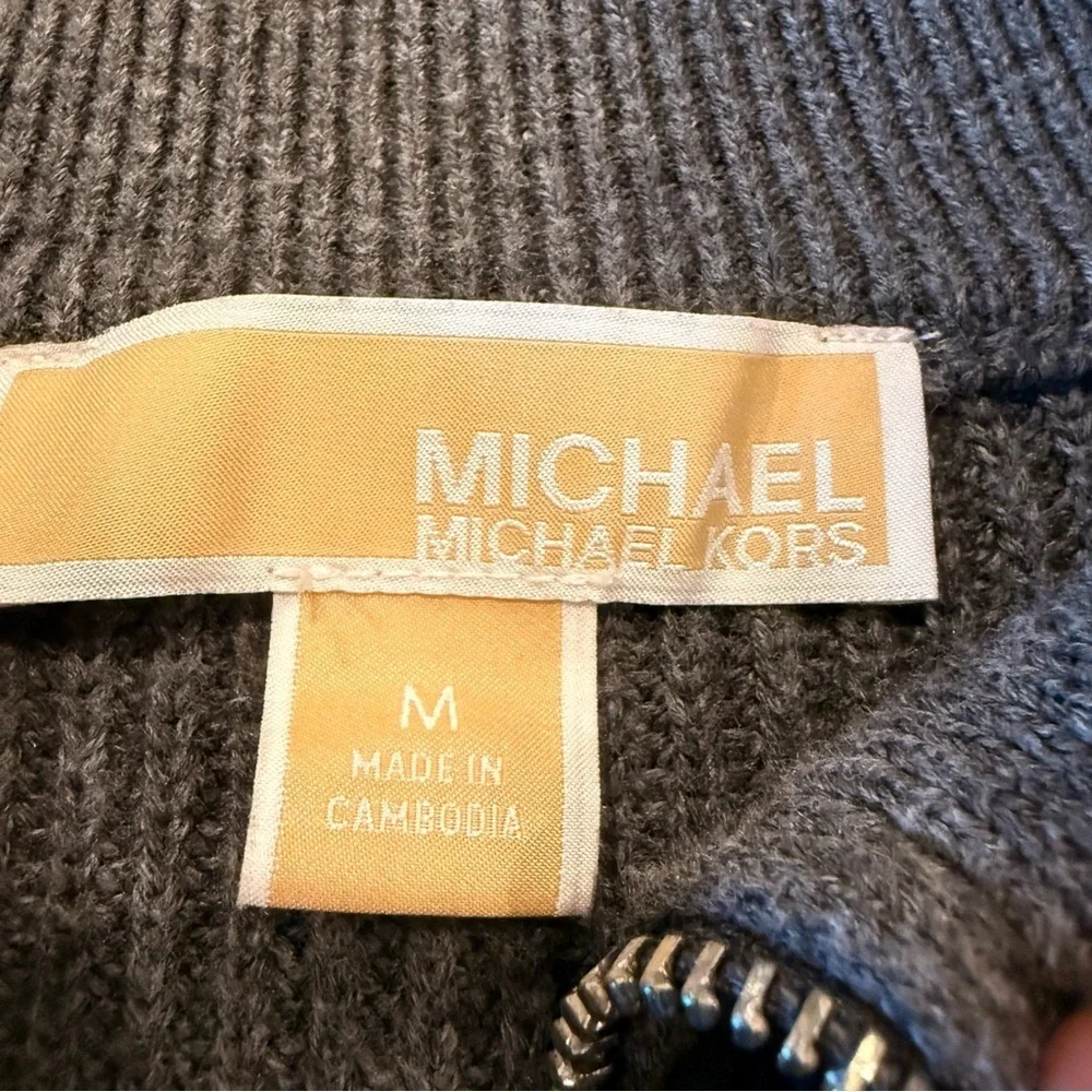 Michael Kors Dark Gray Zip-Up Sweater med